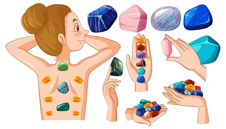 Free Vector healing crystals and stones collection