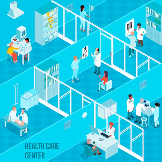 Health Care Center Isometric composition