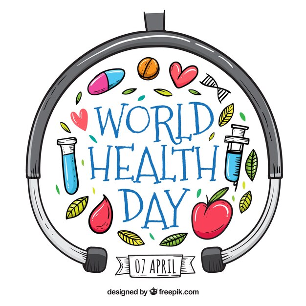 Health day background in hand drawn style