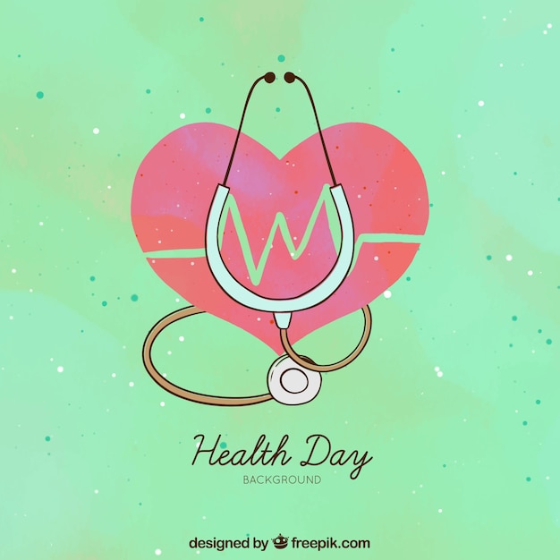 Health day background with hand drawn heart