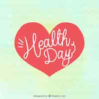 Free vector health day background with heart in hand drawn style