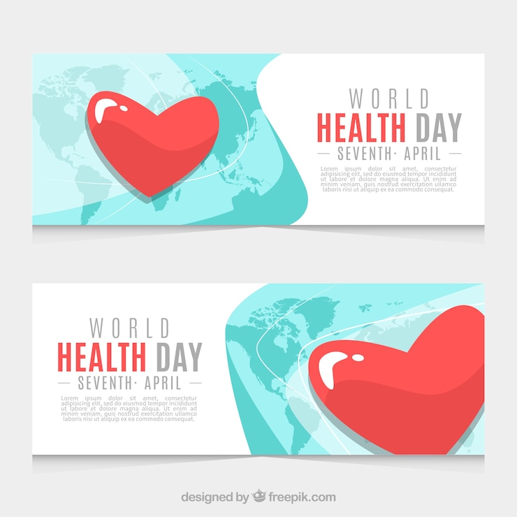 Free Vector health day banners with heart