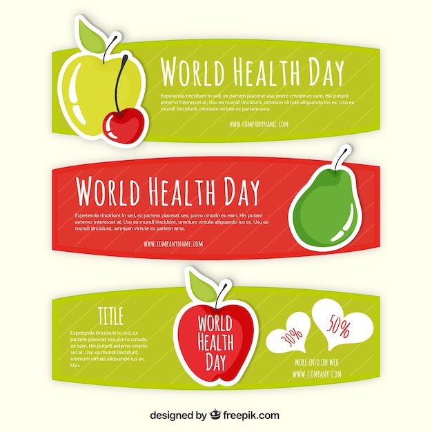 Free vector health day fruit banners