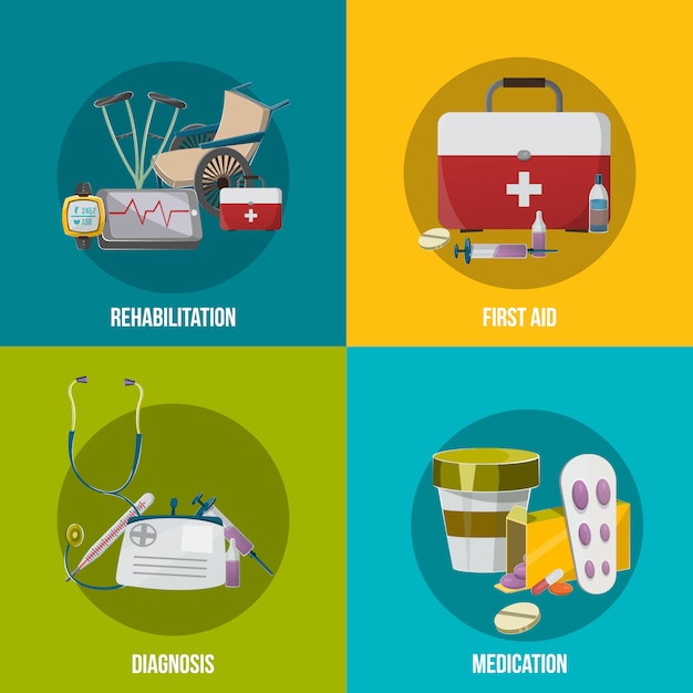 Free vector health facilities illustration set