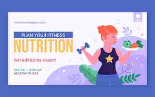 Free vector health and fitness nutrition social media post template