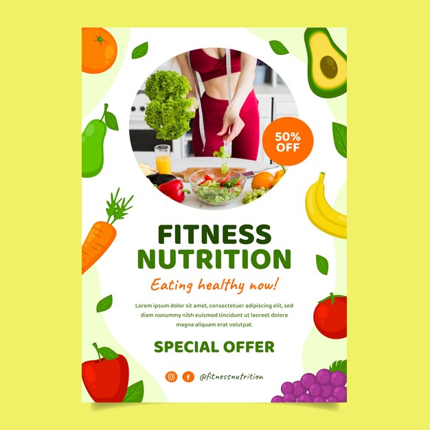 health and fitness nutrition vertical poster template