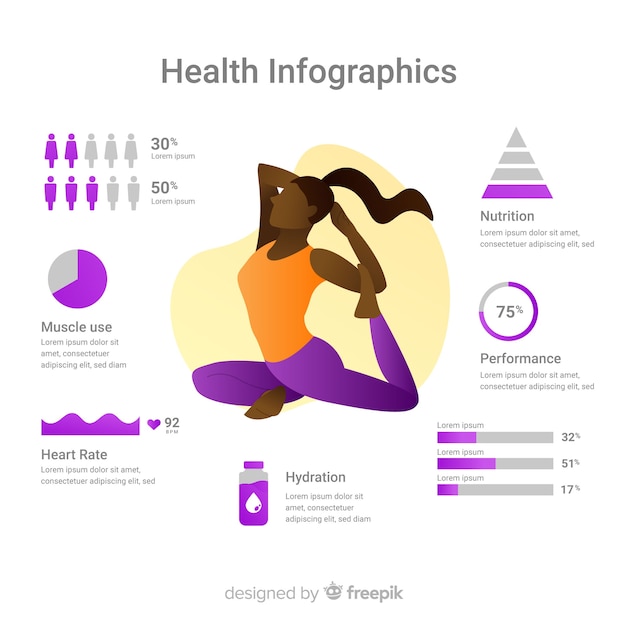 건강 infographic 템플릿 평면 디자인