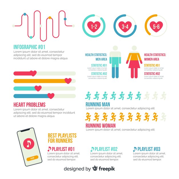 Health infographic template flat style