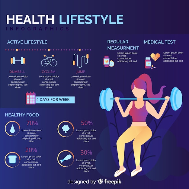 건강 infographic 템플릿 평면 스타일