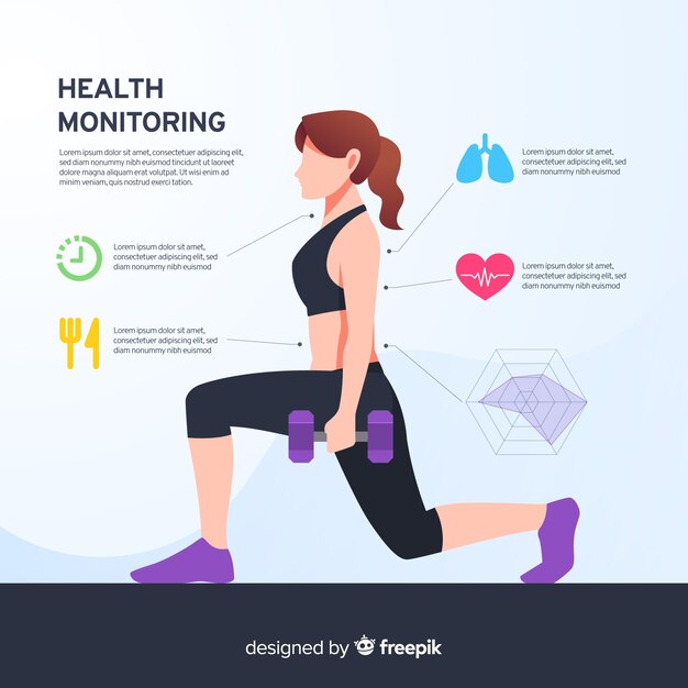 건강 infographic 템플릿 평면 스타일