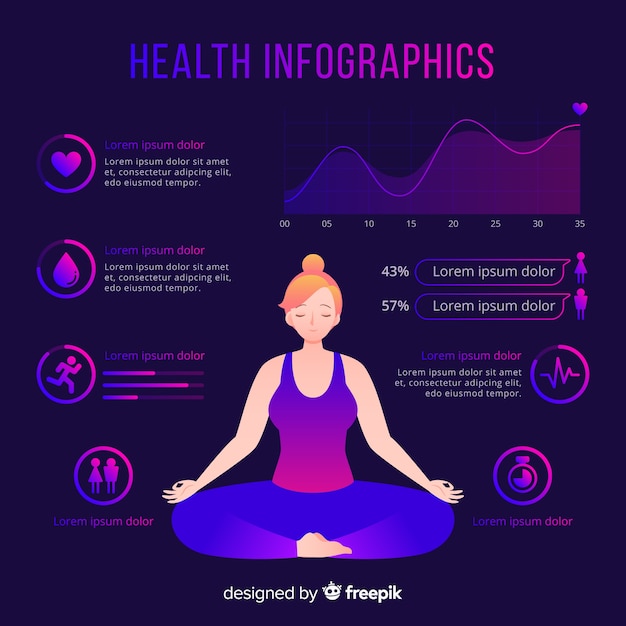 Health infographic template flat style