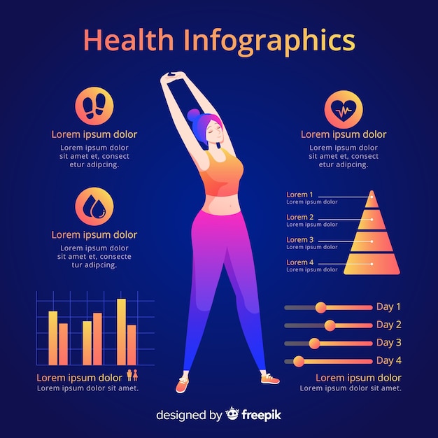 Здоровье инфографики шаблон плоский стиль