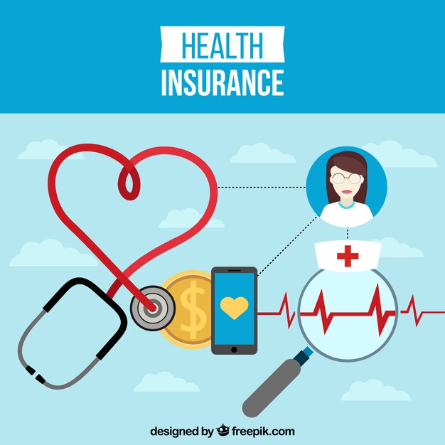 Health insurance background with medical elements
