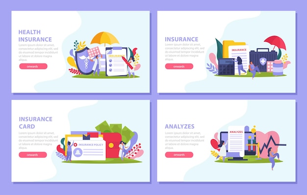 Free vector health insurance concept banner set