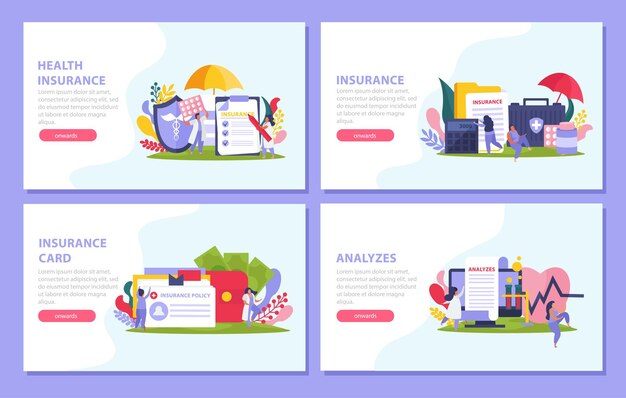 Health insurance concept banner set