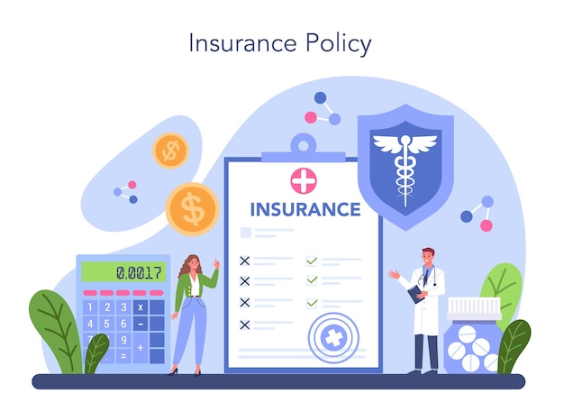 Health insurance concept Idea of security and protection of property and life from damage Healthcare and medical service Isolated flat vector illustration