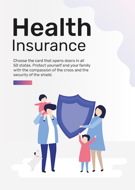 Free vector health insurance template vector for poster