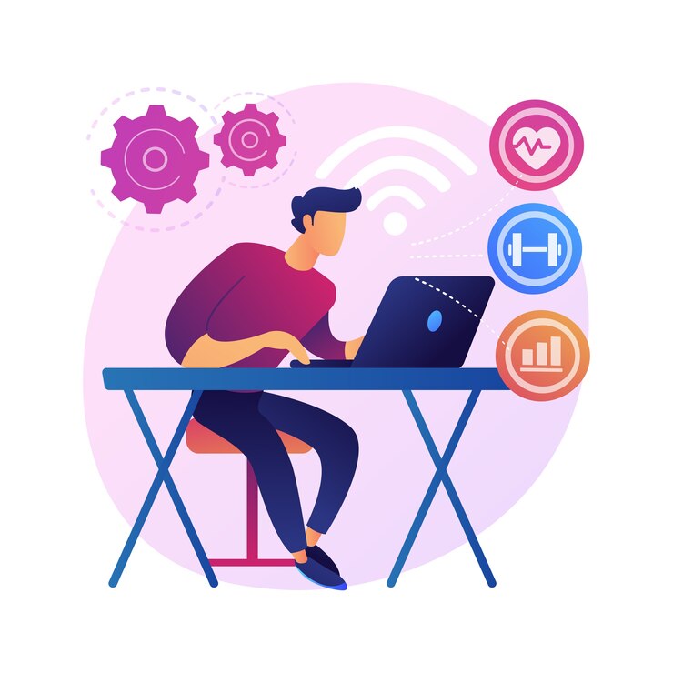 Free Vector health monitoring system. medical stats tracking software, online doctor consultation, telemedicine service. distance examination and consulting.  