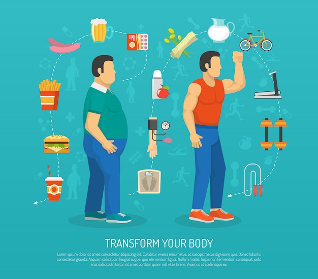 Free vector health and obesity illustration