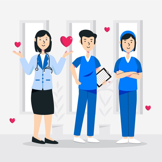 Health professional team illustration