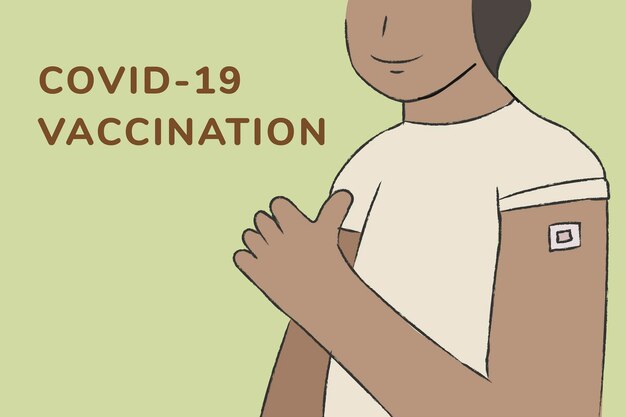 Вектор шаблона здоровья с текстом вакцинации covid19