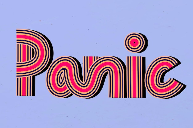 Health word panic vector line font retro typography handwritten