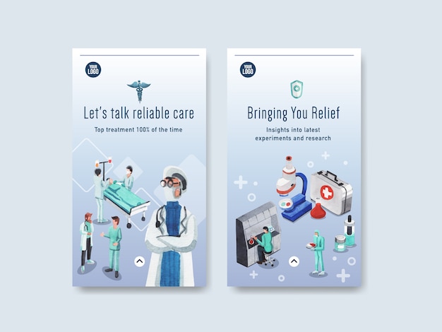 Healthcare Instagram Template Design with Medical Equipment and Medical Staff