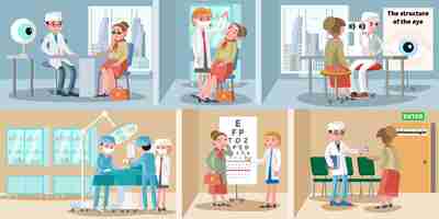 Free vector healthcare ophthalmology horizontal banners