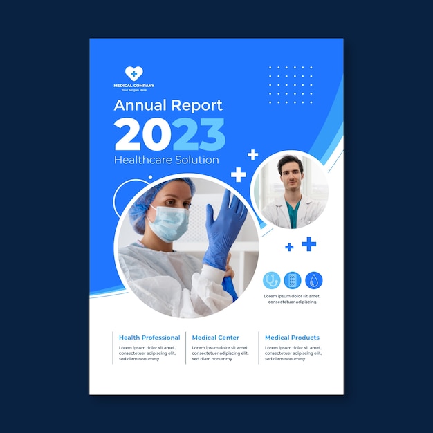 Free vector healthcare system annual report template