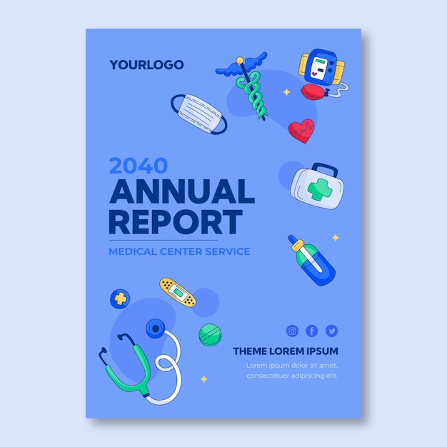 Free vector healthcare system annual report template