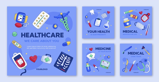 Free vector healthcare system  instagram posts