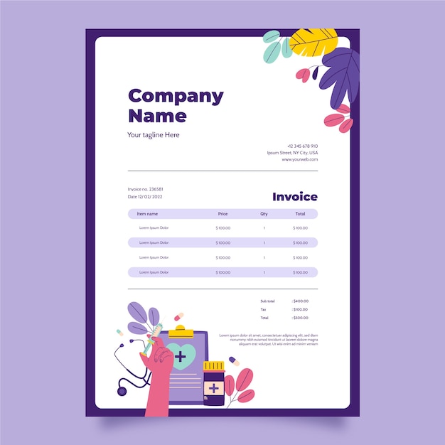 healthcare system invoice template