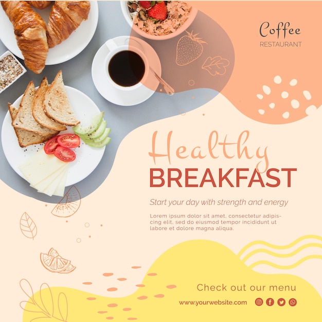 Healthy breakfast square flyer