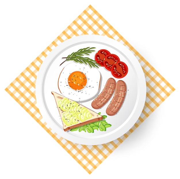 Здоровый завтрак с яйцом и колбасой