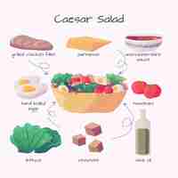 Free vector healthy caesar salad recipe concept