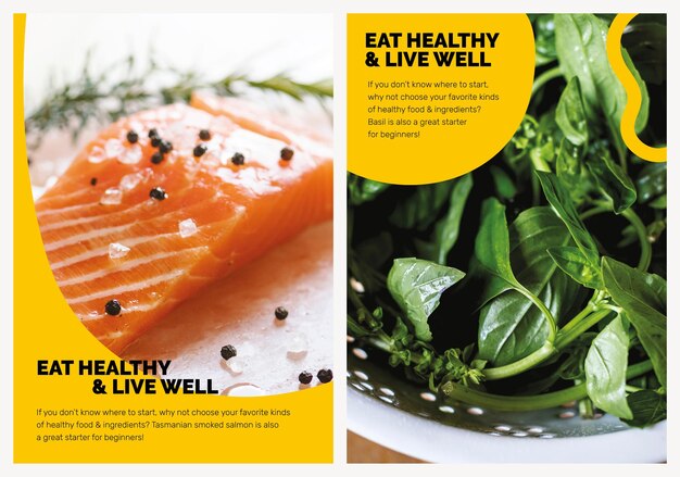 Healthy diet template marketing lifestyle poster collection