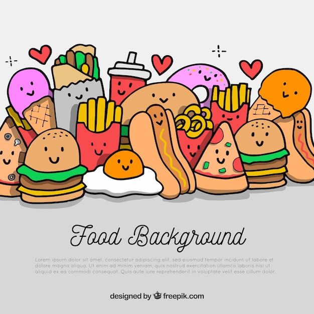 Healthy food background with flat design