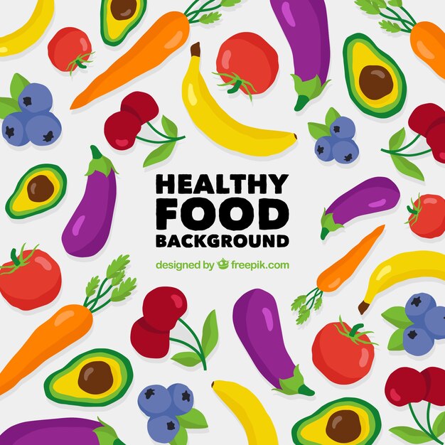 Healthy food background with flat design