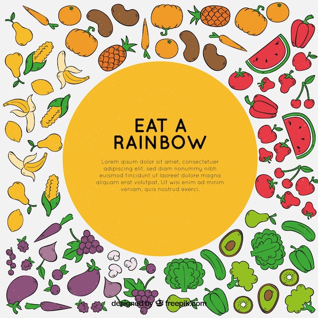 Free vector healthy food background with hand drawn style