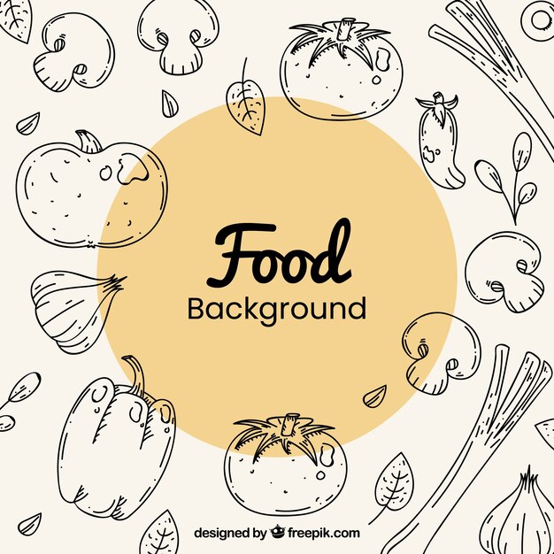 Healthy food background with hand drawn style