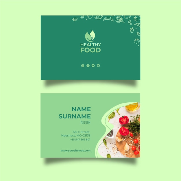 Free vector healthy food business card template