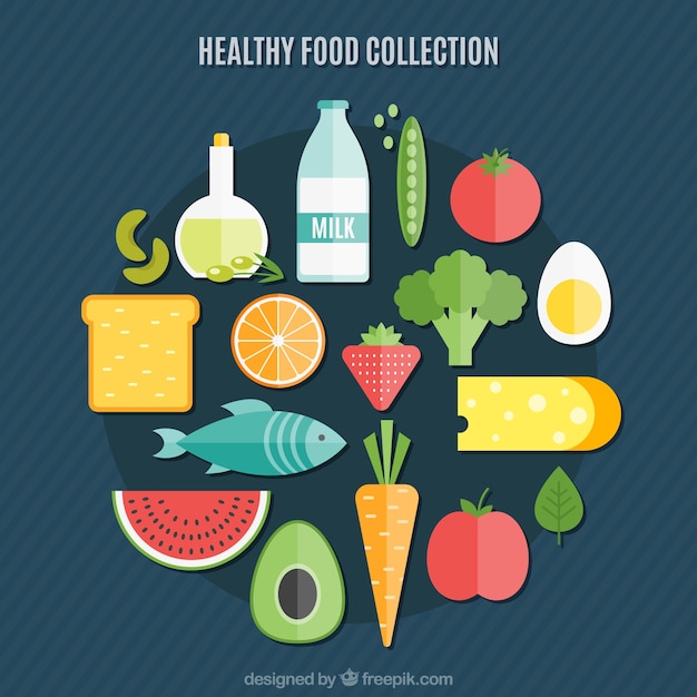 Healthy food collection in flat design