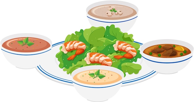 Free vector healthy food concept with shrimp salad