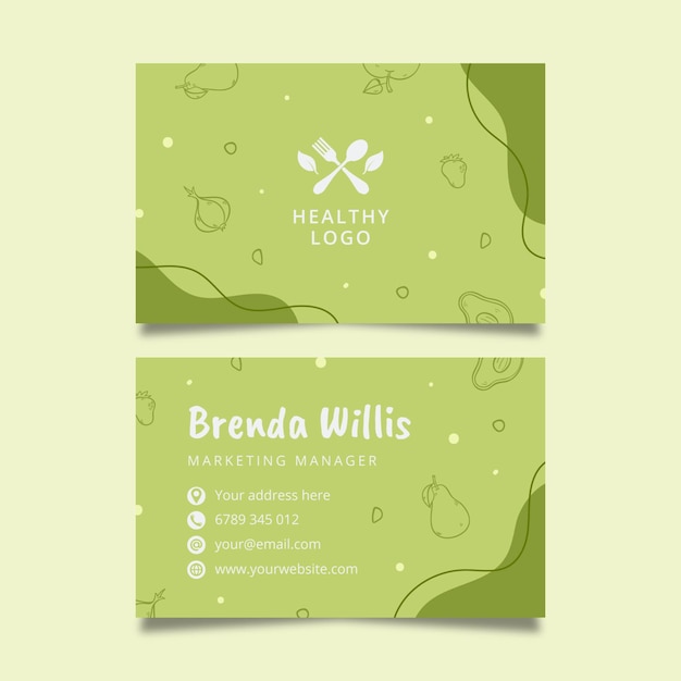 Free vector healthy food double-sided business card