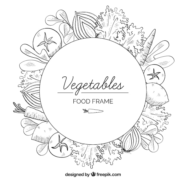 Healthy food frame with hand drawn style