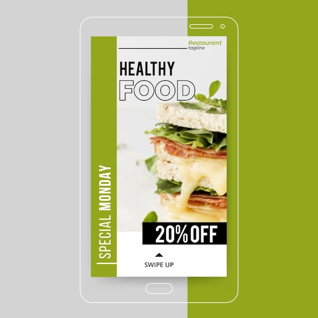 Free vector healthy food instagram story