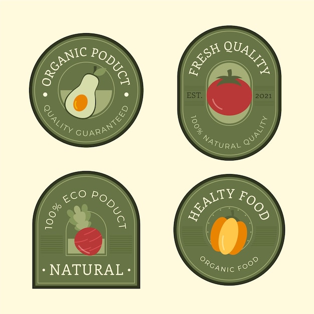Free vector healthy food labels collection