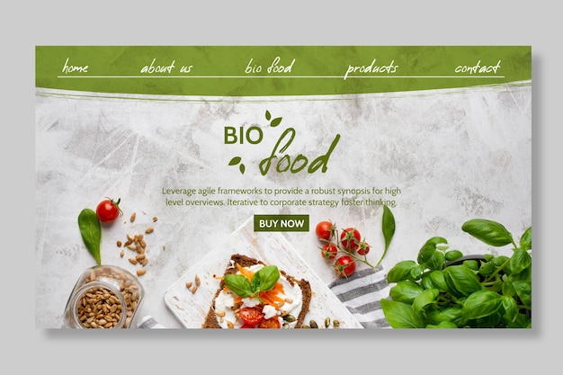 Free vector healthy food landing page template