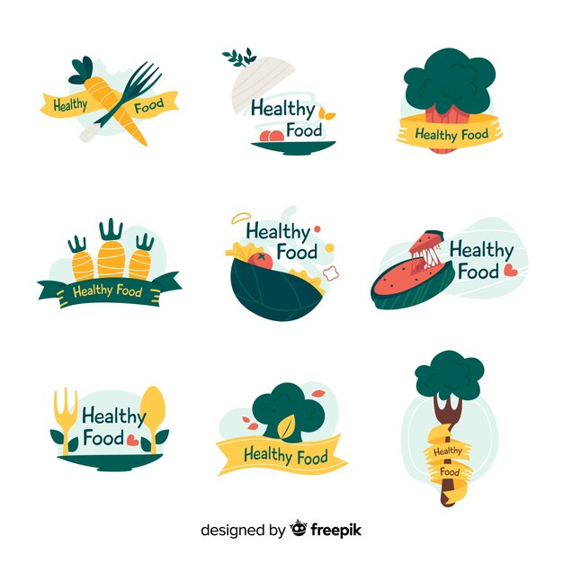 Healthy food logo collection