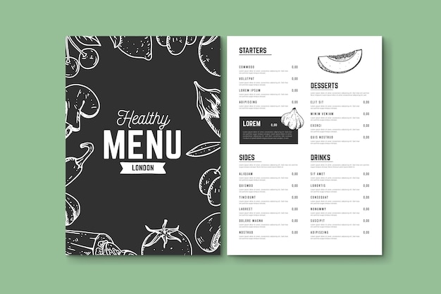 Free vector healthy food menu template